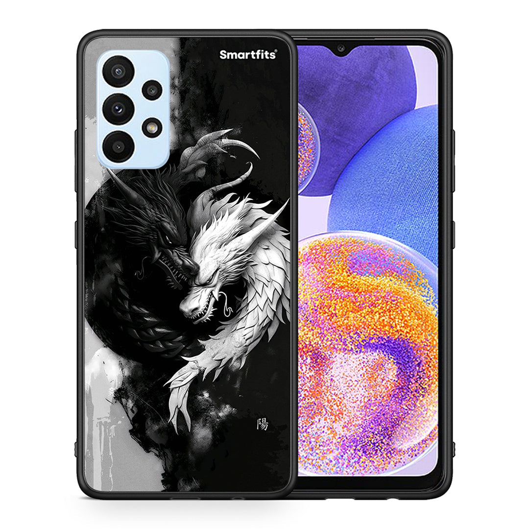 Θήκη Samsung A23 Yin Yang από τη Smartfits με σχέδιο στο πίσω μέρος και μαύρο περίβλημα | Samsung A23 Yin Yang case with colorful back and black bezels