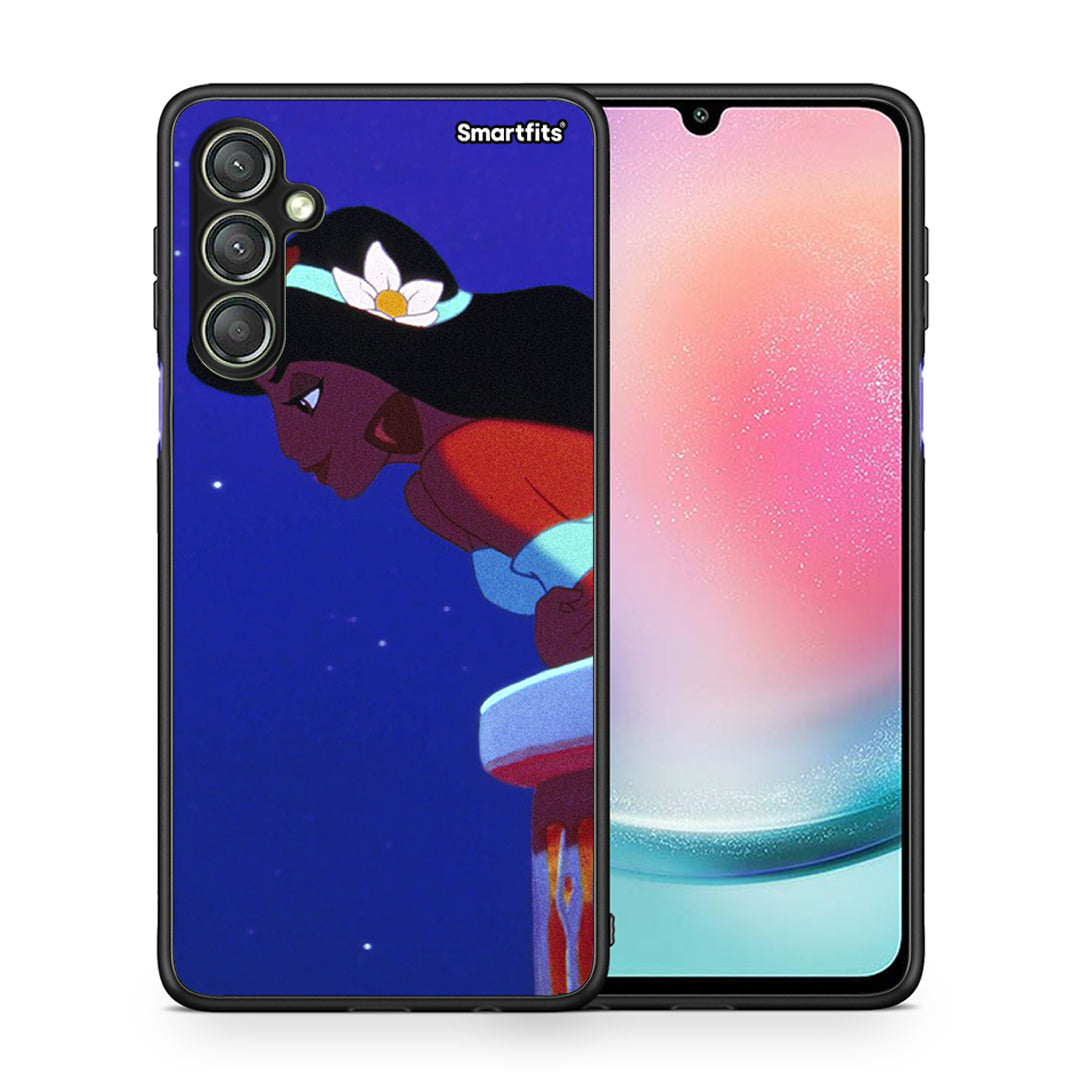 Θήκη Samsung Galaxy A24 4G Alladin And Jasmine Love 2 από τη Smartfits με σχέδιο στο πίσω μέρος και μαύρο περίβλημα | Samsung Galaxy A24 4G Alladin And Jasmine Love 2 Case with Colorful Back and Black Bezels
