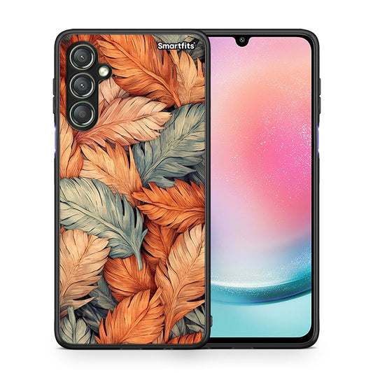 Θήκη Samsung Galaxy A24 4G Autumn Leaves από τη Smartfits με σχέδιο στο πίσω μέρος και μαύρο περίβλημα | Samsung Galaxy A24 4G Autumn Leaves Case with Colorful Back and Black Bezels