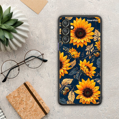 Θήκη Samsung Galaxy A24 4G Autumn Sunflowers από τη Smartfits με σχέδιο στο πίσω μέρος και μαύρο περίβλημα | Samsung Galaxy A24 4G Autumn Sunflowers Case with Colorful Back and Black Bezels