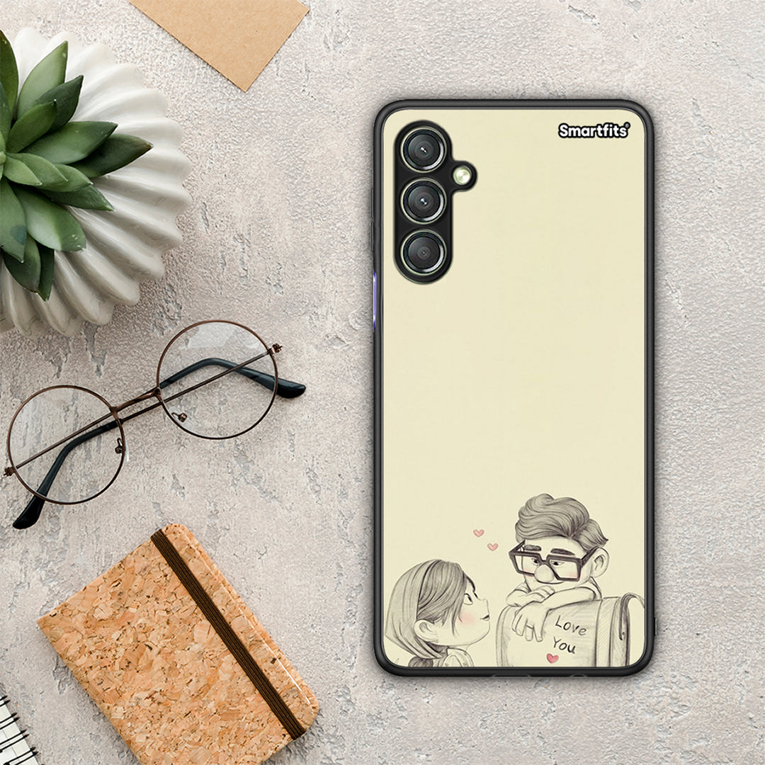 Θήκη Samsung Galaxy A24 4G Carl And Ellie από τη Smartfits με σχέδιο στο πίσω μέρος και μαύρο περίβλημα | Samsung Galaxy A24 4G Carl And Ellie Case with Colorful Back and Black Bezels