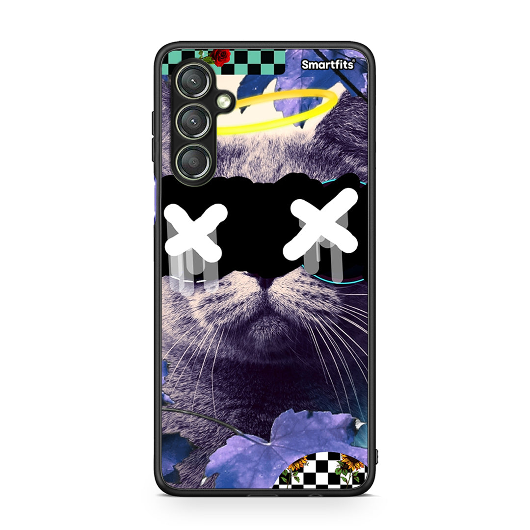 Θήκη Samsung Galaxy A24 4G Cat Collage από τη Smartfits με σχέδιο στο πίσω μέρος και μαύρο περίβλημα | Samsung Galaxy A24 4G Cat Collage Case with Colorful Back and Black Bezels