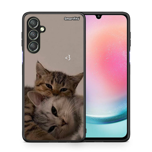 Θήκη Samsung Galaxy A24 4G Cats In Love από τη Smartfits με σχέδιο στο πίσω μέρος και μαύρο περίβλημα | Samsung Galaxy A24 4G Cats In Love Case with Colorful Back and Black Bezels