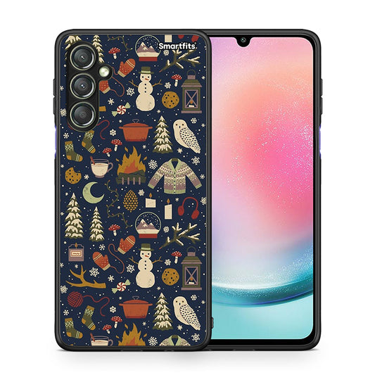 Θήκη Samsung Galaxy A24 4G Christmas Elements από τη Smartfits με σχέδιο στο πίσω μέρος και μαύρο περίβλημα | Samsung Galaxy A24 4G Christmas Elements Case with Colorful Back and Black Bezels