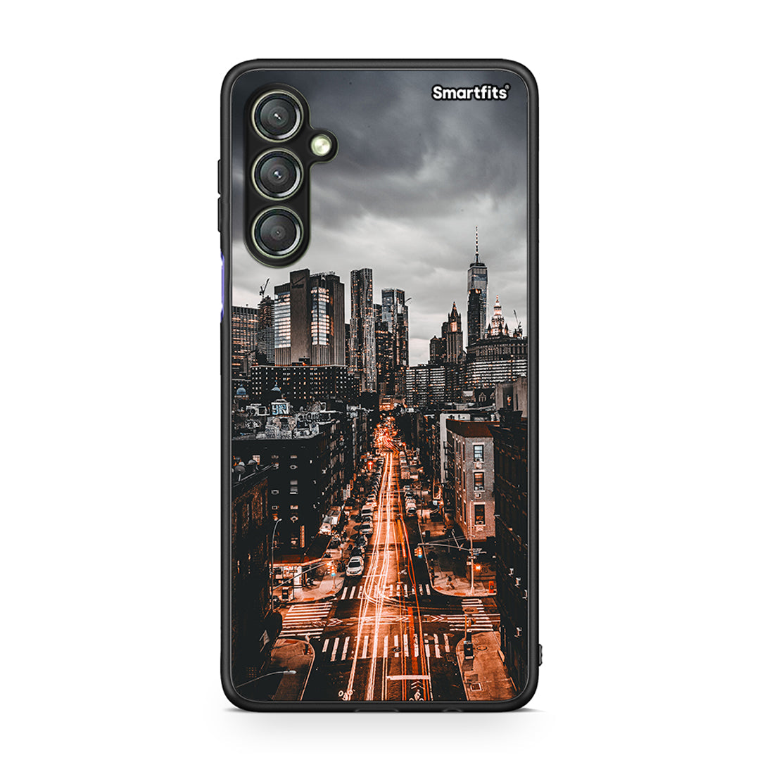 Θήκη Samsung Galaxy A24 4G City Lights από τη Smartfits με σχέδιο στο πίσω μέρος και μαύρο περίβλημα | Samsung Galaxy A24 4G City Lights Case with Colorful Back and Black Bezels