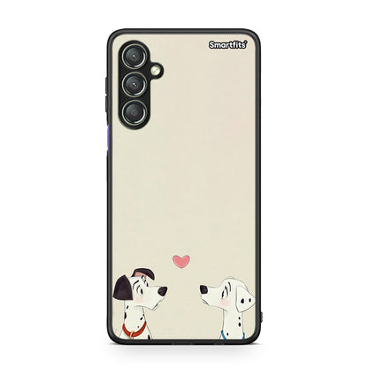 Θήκη Samsung Galaxy A24 4G Dalmatians Love από τη Smartfits με σχέδιο στο πίσω μέρος και μαύρο περίβλημα | Samsung Galaxy A24 4G Dalmatians Love Case with Colorful Back and Black Bezels