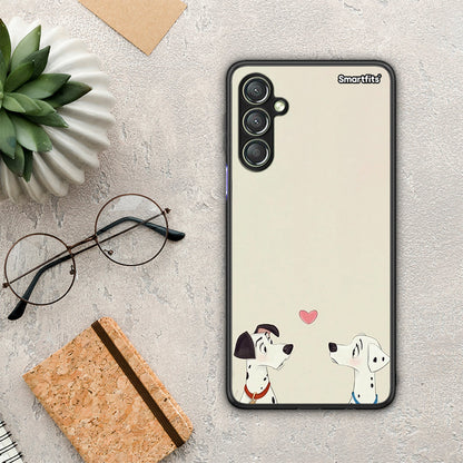 Θήκη Samsung Galaxy A24 4G Dalmatians Love από τη Smartfits με σχέδιο στο πίσω μέρος και μαύρο περίβλημα | Samsung Galaxy A24 4G Dalmatians Love Case with Colorful Back and Black Bezels