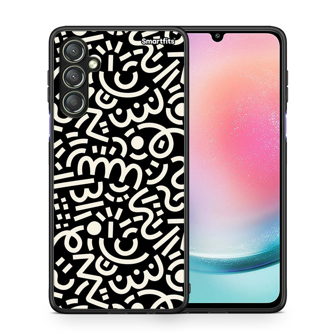 Θήκη Samsung Galaxy A24 4G Doodle Art από τη Smartfits με σχέδιο στο πίσω μέρος και μαύρο περίβλημα | Samsung Galaxy A24 4G Doodle Art Case with Colorful Back and Black Bezels