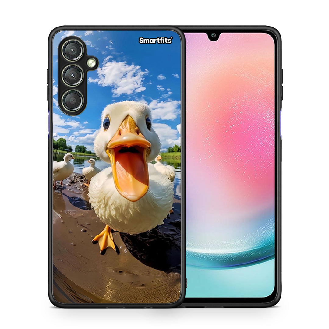 Θήκη Samsung Galaxy A24 4G Duck Face από τη Smartfits με σχέδιο στο πίσω μέρος και μαύρο περίβλημα | Samsung Galaxy A24 4G Duck Face Case with Colorful Back and Black Bezels