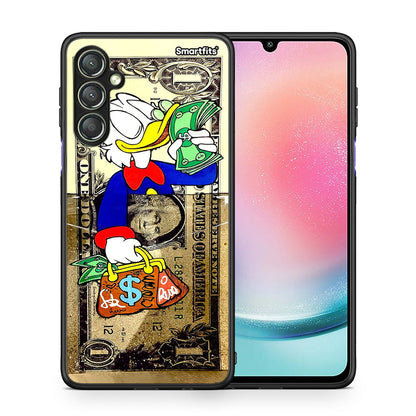 Θήκη Samsung Galaxy A24 4G Duck Money από τη Smartfits με σχέδιο στο πίσω μέρος και μαύρο περίβλημα | Samsung Galaxy A24 4G Duck Money Case with Colorful Back and Black Bezels