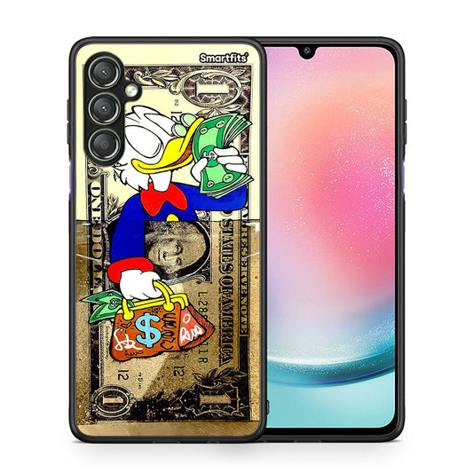 Θήκη Samsung Galaxy A24 4G Duck Money από τη Smartfits με σχέδιο στο πίσω μέρος και μαύρο περίβλημα | Samsung Galaxy A24 4G Duck Money Case with Colorful Back and Black Bezels