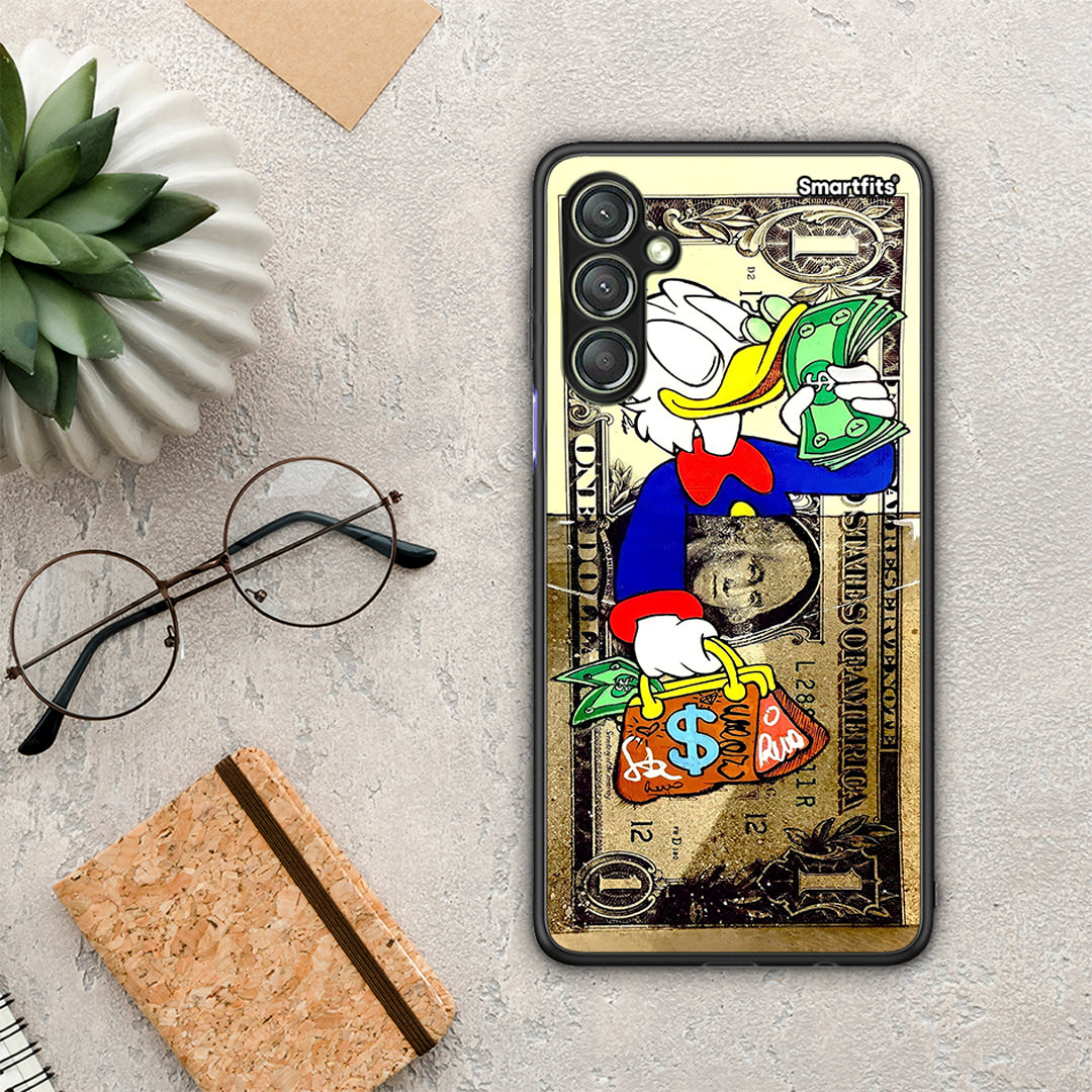 Θήκη Samsung Galaxy A24 4G Duck Money από τη Smartfits με σχέδιο στο πίσω μέρος και μαύρο περίβλημα | Samsung Galaxy A24 4G Duck Money Case with Colorful Back and Black Bezels
