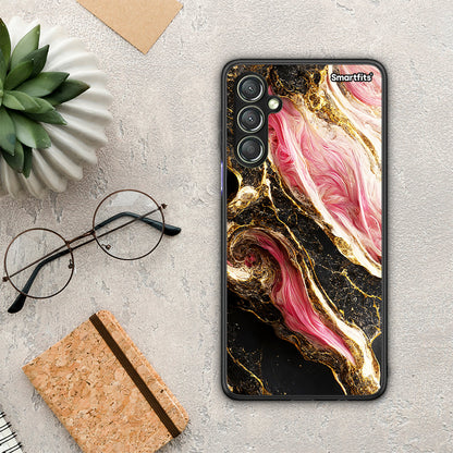 Θήκη Samsung Galaxy A24 4G Glamorous Pink Marble από τη Smartfits με σχέδιο στο πίσω μέρος και μαύρο περίβλημα | Samsung Galaxy A24 4G Glamorous Pink Marble Case with Colorful Back and Black Bezels