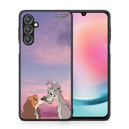 Θήκη Samsung Galaxy A24 4G Lady And Tramp από τη Smartfits με σχέδιο στο πίσω μέρος και μαύρο περίβλημα | Samsung Galaxy A24 4G Lady And Tramp Case with Colorful Back and Black Bezels