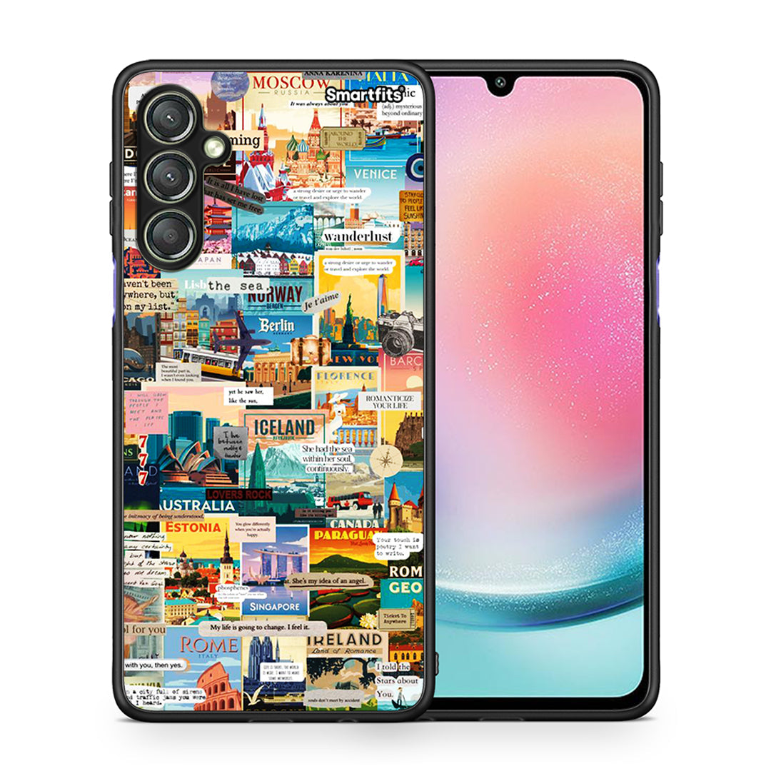 Θήκη Samsung Galaxy A24 4G Live To Travel από τη Smartfits με σχέδιο στο πίσω μέρος και μαύρο περίβλημα | Samsung Galaxy A24 4G Live To Travel Case with Colorful Back and Black Bezels