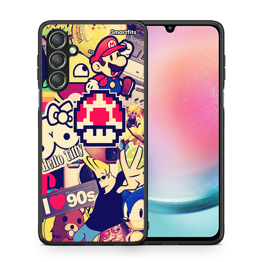 Θήκη Samsung Galaxy A24 4G Love The 90s από τη Smartfits με σχέδιο στο πίσω μέρος και μαύρο περίβλημα | Samsung Galaxy A24 4G Love The 90s Case with Colorful Back and Black Bezels