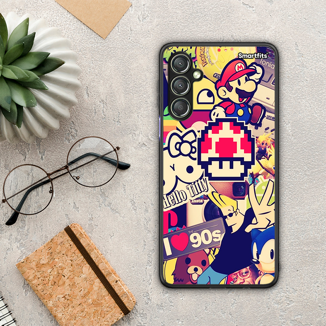 Θήκη Samsung Galaxy A24 4G Love The 90s από τη Smartfits με σχέδιο στο πίσω μέρος και μαύρο περίβλημα | Samsung Galaxy A24 4G Love The 90s Case with Colorful Back and Black Bezels