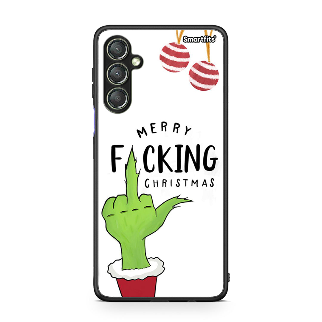 Θήκη Samsung Galaxy A24 4G Merry F Xmas από τη Smartfits με σχέδιο στο πίσω μέρος και μαύρο περίβλημα | Samsung Galaxy A24 4G Merry F Xmas Case with Colorful Back and Black Bezels