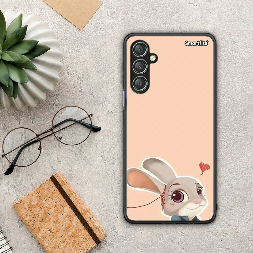 Θήκη Samsung Galaxy A24 4G Nick Wilde And Judy Hopps Love 2 από τη Smartfits με σχέδιο στο πίσω μέρος και μαύρο περίβλημα | Samsung Galaxy A24 4G Nick Wilde And Judy Hopps Love 2 Case with Colorful Back and Black Bezels