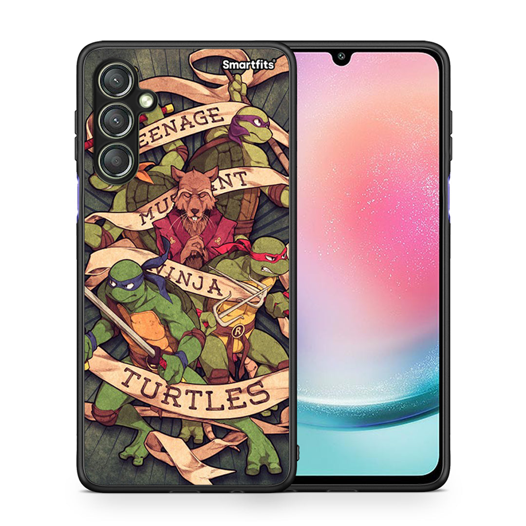 Θήκη Samsung Galaxy A24 4G Ninja Turtles από τη Smartfits με σχέδιο στο πίσω μέρος και μαύρο περίβλημα | Samsung Galaxy A24 4G Ninja Turtles Case with Colorful Back and Black Bezels
