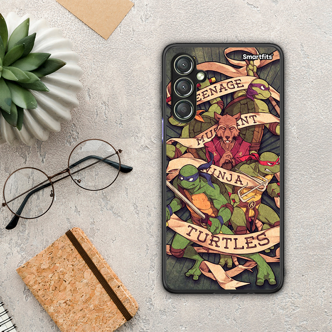 Θήκη Samsung Galaxy A24 4G Ninja Turtles από τη Smartfits με σχέδιο στο πίσω μέρος και μαύρο περίβλημα | Samsung Galaxy A24 4G Ninja Turtles Case with Colorful Back and Black Bezels