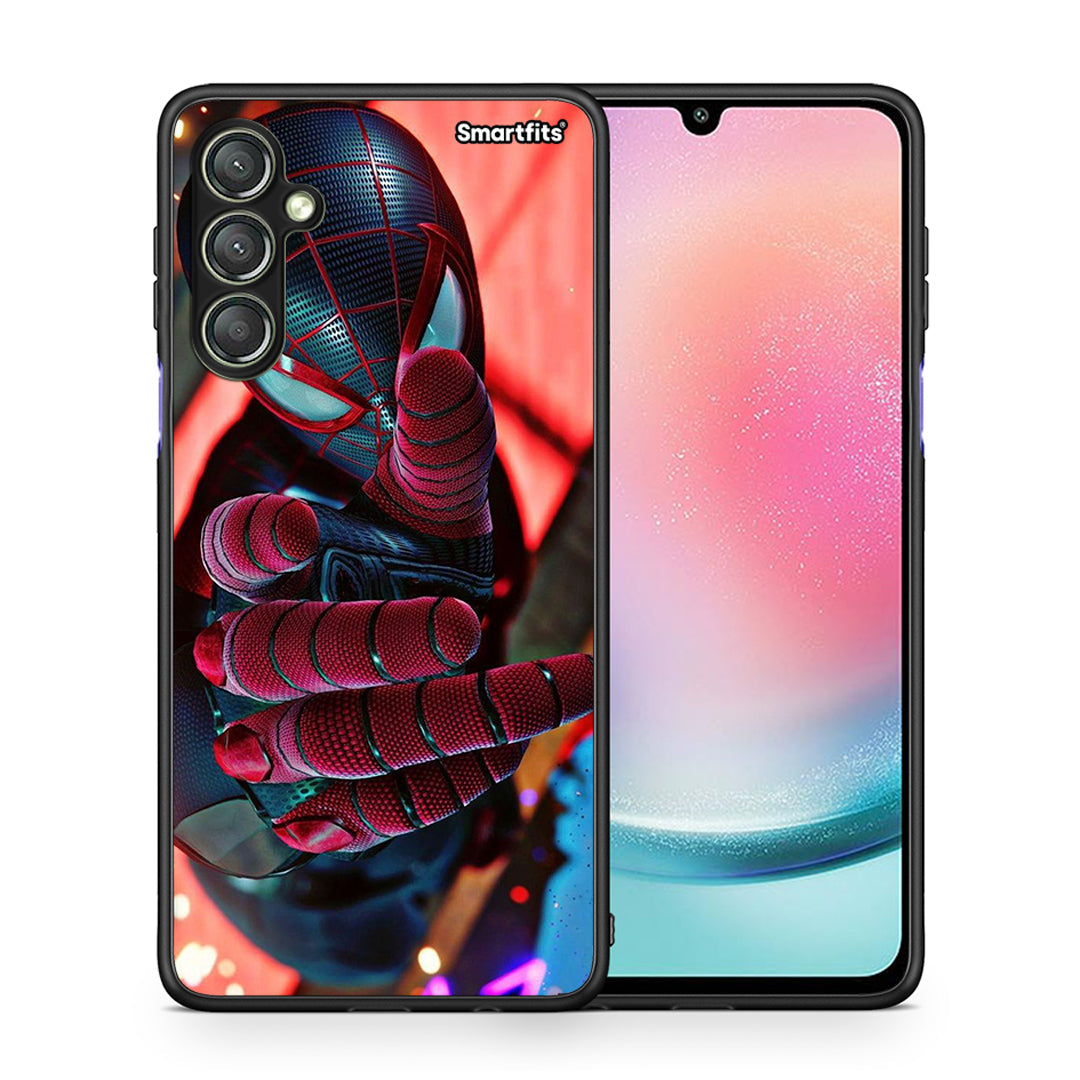 Θήκη Samsung Galaxy A24 4G Spider Hand από τη Smartfits με σχέδιο στο πίσω μέρος και μαύρο περίβλημα | Samsung Galaxy A24 4G Spider Hand Case with Colorful Back and Black Bezels