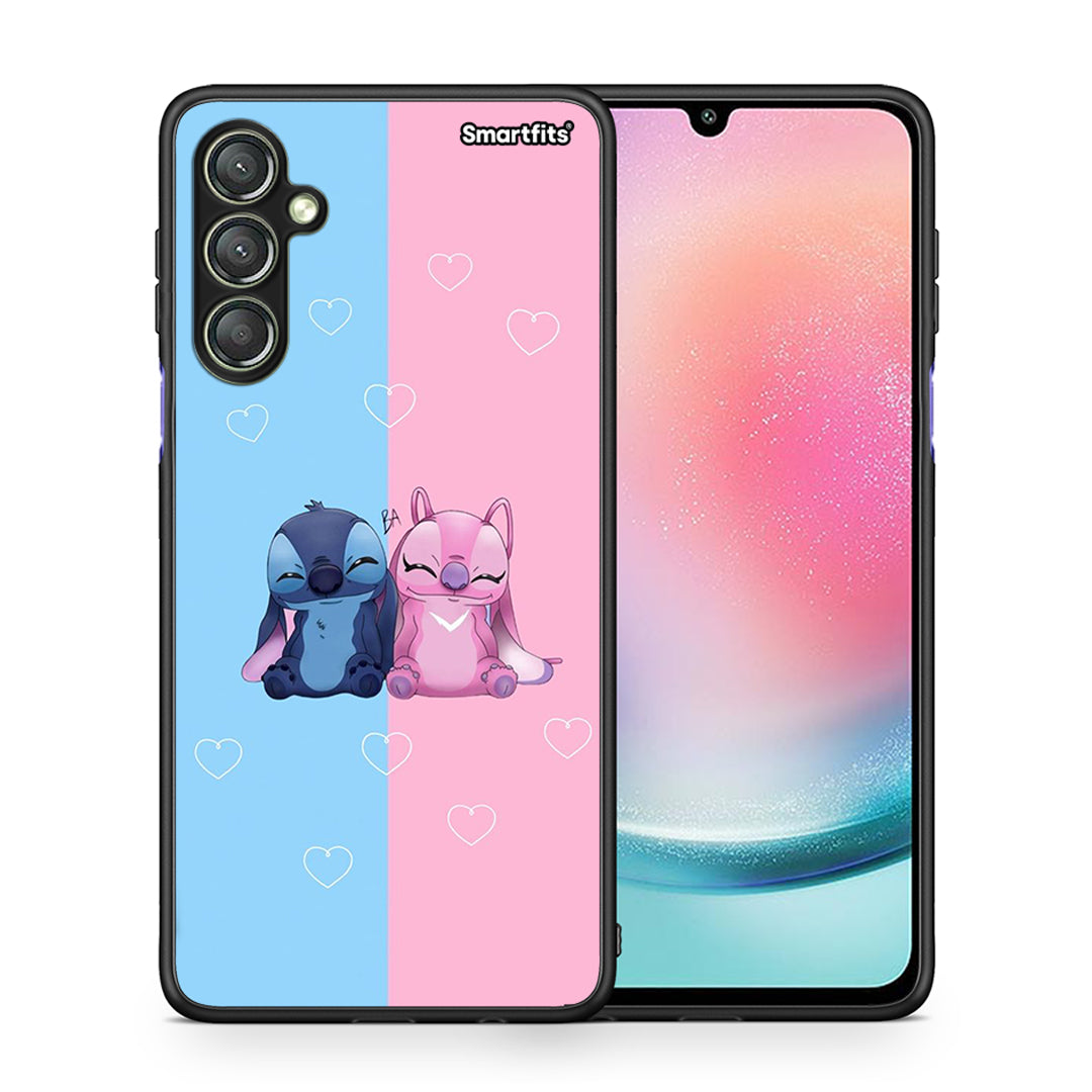 Θήκη Samsung Galaxy A24 4G Stitch And Angel από τη Smartfits με σχέδιο στο πίσω μέρος και μαύρο περίβλημα | Samsung Galaxy A24 4G Stitch And Angel Case with Colorful Back and Black Bezels
