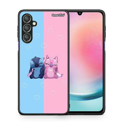 Θήκη Samsung Galaxy A24 4G Stitch And Angel από τη Smartfits με σχέδιο στο πίσω μέρος και μαύρο περίβλημα | Samsung Galaxy A24 4G Stitch And Angel Case with Colorful Back and Black Bezels