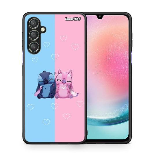 Θήκη Samsung Galaxy A24 4G Stitch And Angel από τη Smartfits με σχέδιο στο πίσω μέρος και μαύρο περίβλημα | Samsung Galaxy A24 4G Stitch And Angel Case with Colorful Back and Black Bezels