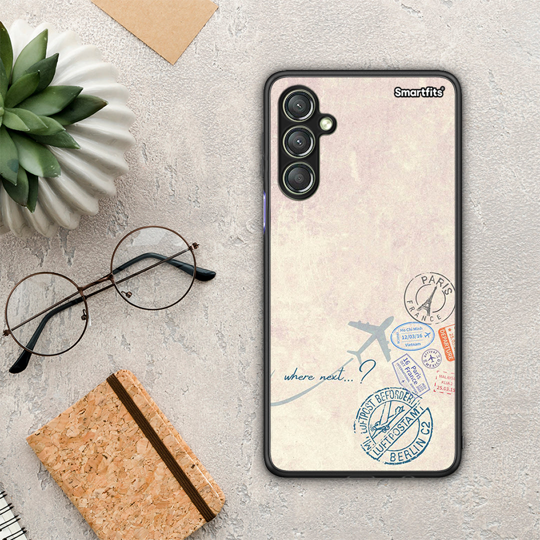 Θήκη Samsung Galaxy A24 4G Where Next από τη Smartfits με σχέδιο στο πίσω μέρος και μαύρο περίβλημα | Samsung Galaxy A24 4G Where Next Case with Colorful Back and Black Bezels
