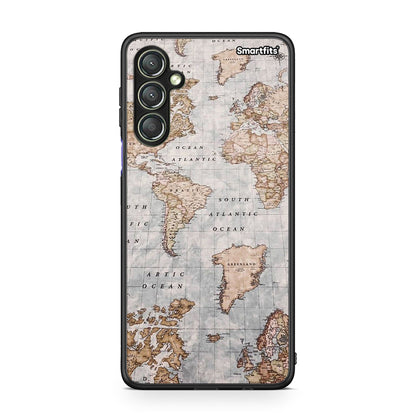 Θήκη Samsung Galaxy A24 4G World Map από τη Smartfits με σχέδιο στο πίσω μέρος και μαύρο περίβλημα | Samsung Galaxy A24 4G World Map Case with Colorful Back and Black Bezels