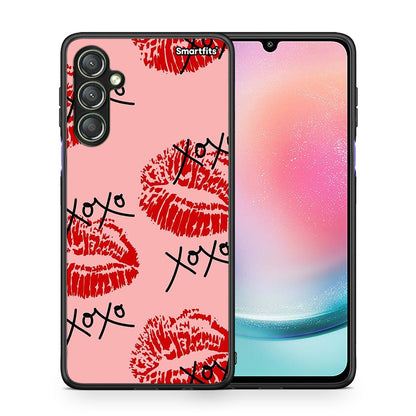 Θήκη Samsung Galaxy A24 4G XOXO Lips από τη Smartfits με σχέδιο στο πίσω μέρος και μαύρο περίβλημα | Samsung Galaxy A24 4G XOXO Lips Case with Colorful Back and Black Bezels