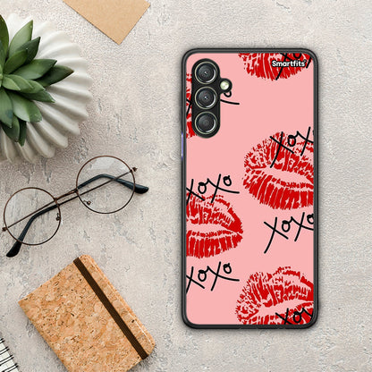 Θήκη Samsung Galaxy A24 4G XOXO Lips από τη Smartfits με σχέδιο στο πίσω μέρος και μαύρο περίβλημα | Samsung Galaxy A24 4G XOXO Lips Case with Colorful Back and Black Bezels