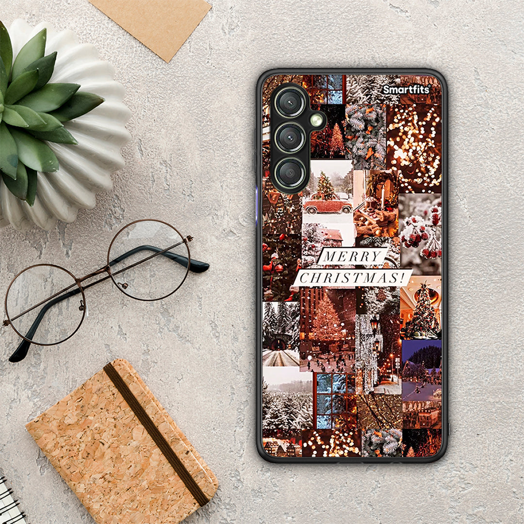 Θήκη Samsung Galaxy A24 4G Xmas Collage από τη Smartfits με σχέδιο στο πίσω μέρος και μαύρο περίβλημα | Samsung Galaxy A24 4G Xmas Collage Case with Colorful Back and Black Bezels