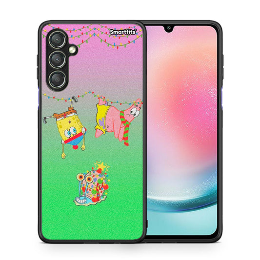 Θήκη Samsung Galaxy A24 4G Xmas Lights από τη Smartfits με σχέδιο στο πίσω μέρος και μαύρο περίβλημα | Samsung Galaxy A24 4G Xmas Lights Case with Colorful Back and Black Bezels