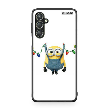 Θήκη Samsung Galaxy A24 4G Xmas Minion Lights από τη Smartfits με σχέδιο στο πίσω μέρος και μαύρο περίβλημα | Samsung Galaxy A24 4G Xmas Minion Lights Case with Colorful Back and Black Bezels