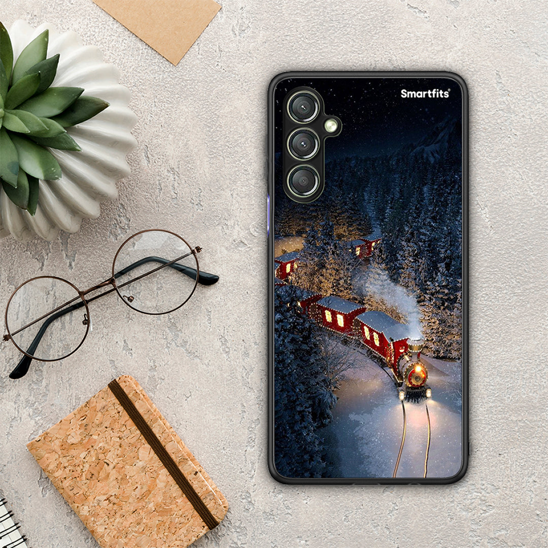 Θήκη Samsung Galaxy A24 4G Xmas Train από τη Smartfits με σχέδιο στο πίσω μέρος και μαύρο περίβλημα | Samsung Galaxy A24 4G Xmas Train Case with Colorful Back and Black Bezels