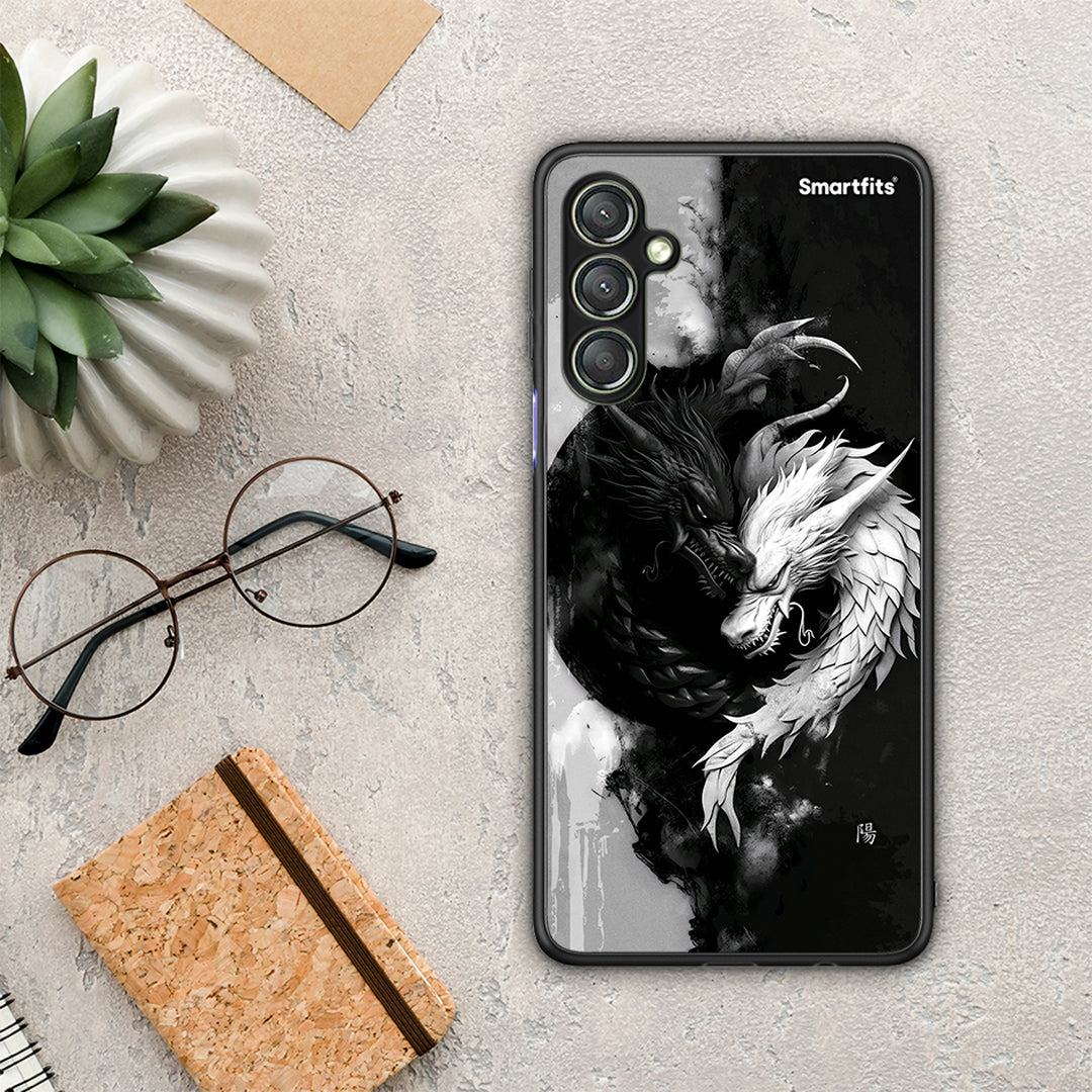 Θήκη Samsung Galaxy A24 4G Yin Yang από τη Smartfits με σχέδιο στο πίσω μέρος και μαύρο περίβλημα | Samsung Galaxy A24 4G Yin Yang Case with Colorful Back and Black Bezels