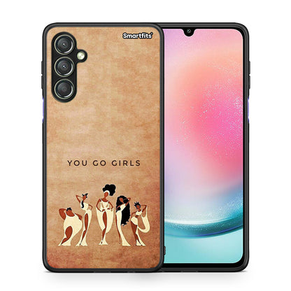 Θήκη Samsung Galaxy A24 4G You Go Girl από τη Smartfits με σχέδιο στο πίσω μέρος και μαύρο περίβλημα | Samsung Galaxy A24 4G You Go Girl Case with Colorful Back and Black Bezels