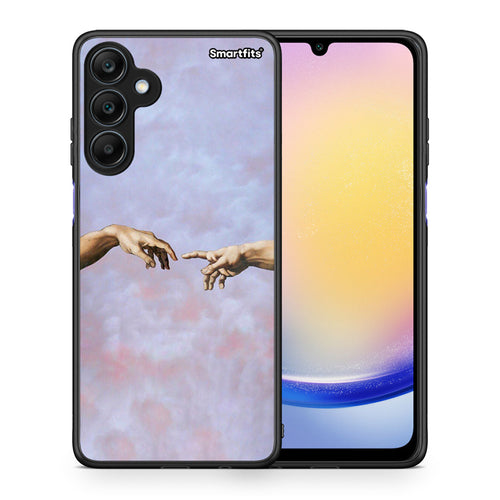 Θήκη Samsung Galaxy A25 5G Adam Hand από τη Smartfits με σχέδιο στο πίσω μέρος και μαύρο περίβλημα | Samsung Galaxy A25 5G Adam Hand case with colorful back and black bezels