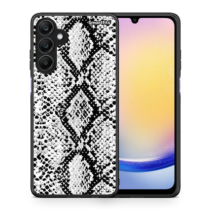 Θήκη Samsung Galaxy A25 5G White Snake Animal από τη Smartfits με σχέδιο στο πίσω μέρος και μαύρο περίβλημα | Samsung Galaxy A25 5G White Snake Animal case with colorful back and black bezels