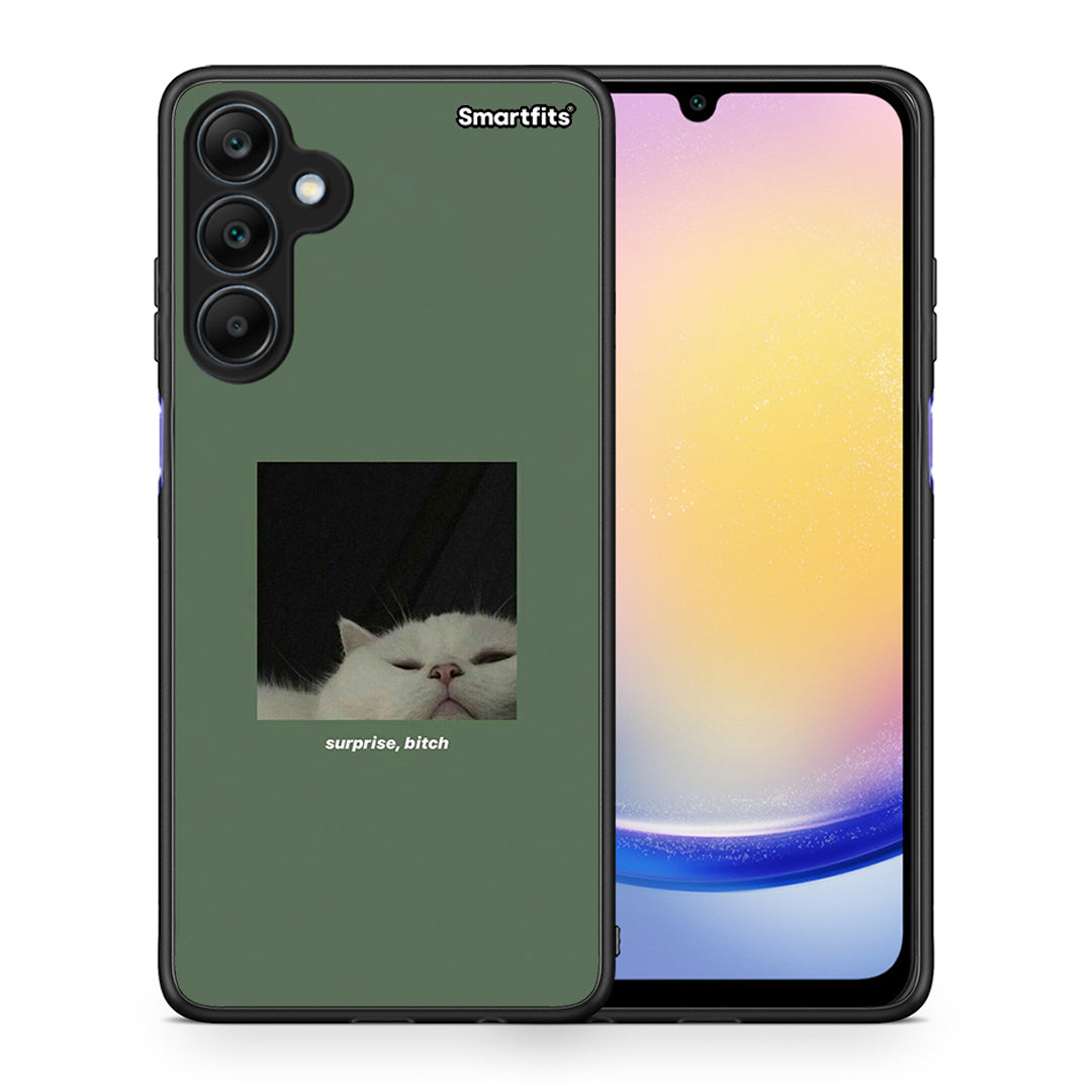 Θήκη Samsung Galaxy A25 5G Bitch Surprise από τη Smartfits με σχέδιο στο πίσω μέρος και μαύρο περίβλημα | Samsung Galaxy A25 5G Bitch Surprise case with colorful back and black bezels