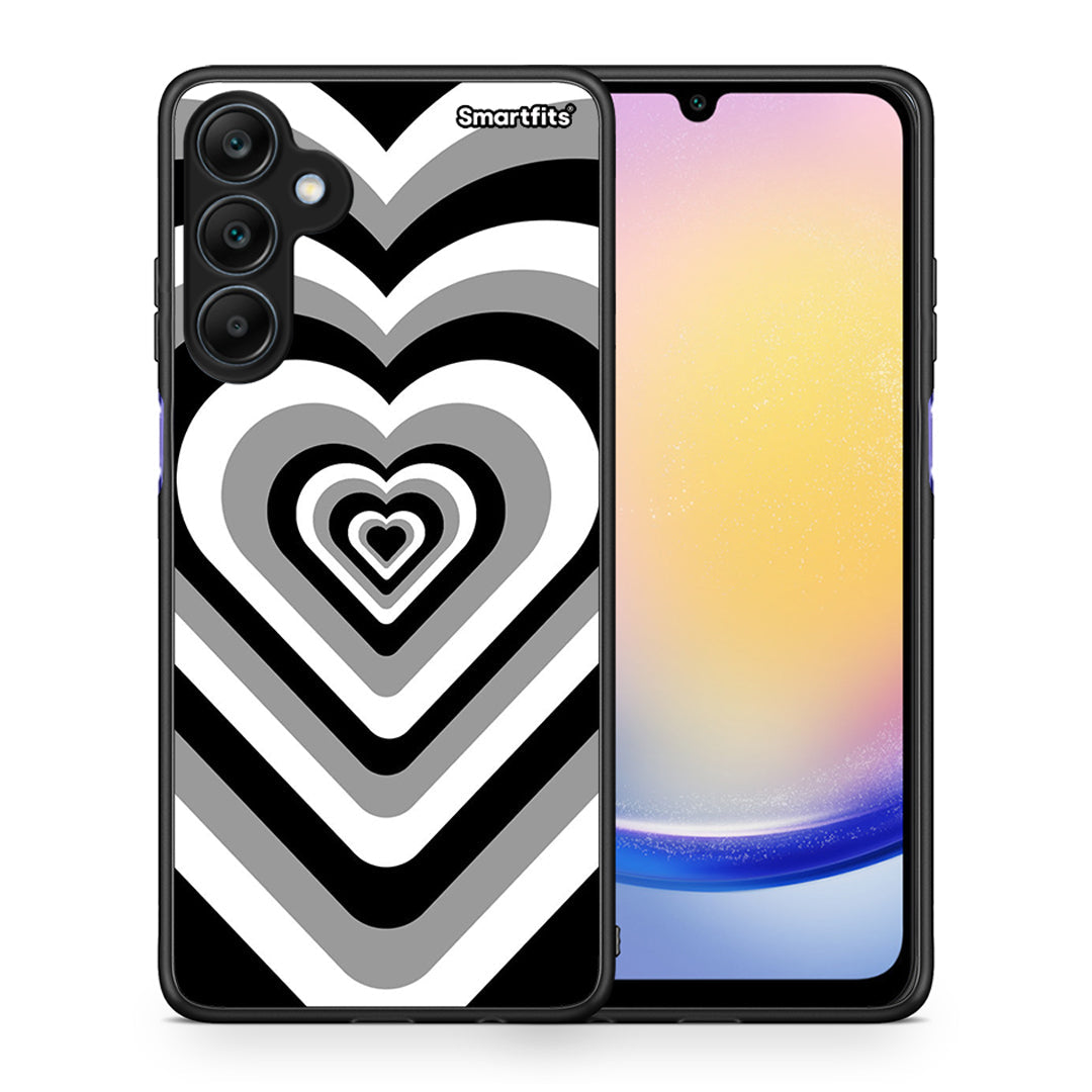 Θήκη Samsung Galaxy A25 5G Black Hearts από τη Smartfits με σχέδιο στο πίσω μέρος και μαύρο περίβλημα | Samsung Galaxy A25 5G Black Hearts case with colorful back and black bezels