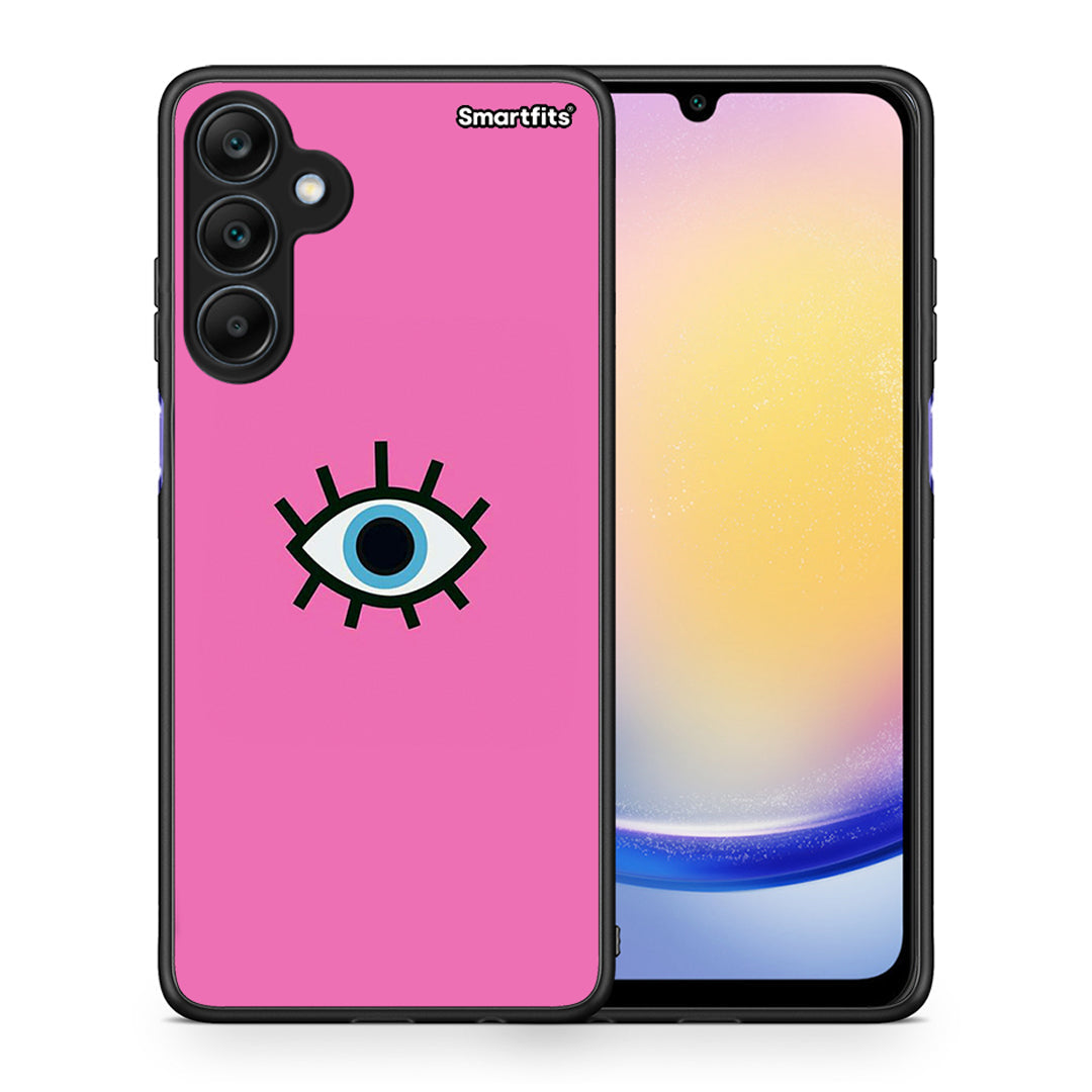 Θήκη Samsung Galaxy A25 5G Blue Eye Pink από τη Smartfits με σχέδιο στο πίσω μέρος και μαύρο περίβλημα | Samsung Galaxy A25 5G Blue Eye Pink case with colorful back and black bezels