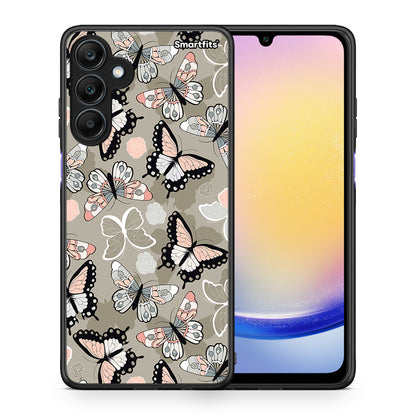 Θήκη Samsung Galaxy A25 5G Butterflies Boho από τη Smartfits με σχέδιο στο πίσω μέρος και μαύρο περίβλημα | Samsung Galaxy A25 5G Butterflies Boho case with colorful back and black bezels