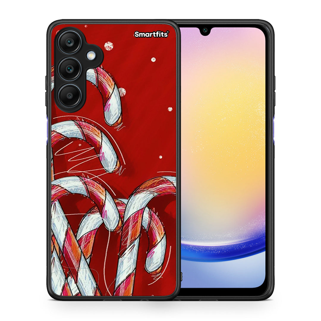 Θήκη Samsung Galaxy A25 5G Candy Cane από τη Smartfits με σχέδιο στο πίσω μέρος και μαύρο περίβλημα | Samsung Galaxy A25 5G Candy Cane case with colorful back and black bezels