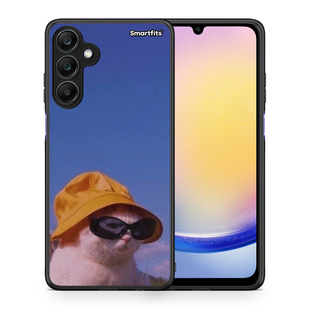 Θήκη Samsung Galaxy A25 5G Cat Diva από τη Smartfits με σχέδιο στο πίσω μέρος και μαύρο περίβλημα | Samsung Galaxy A25 5G Cat Diva case with colorful back and black bezels