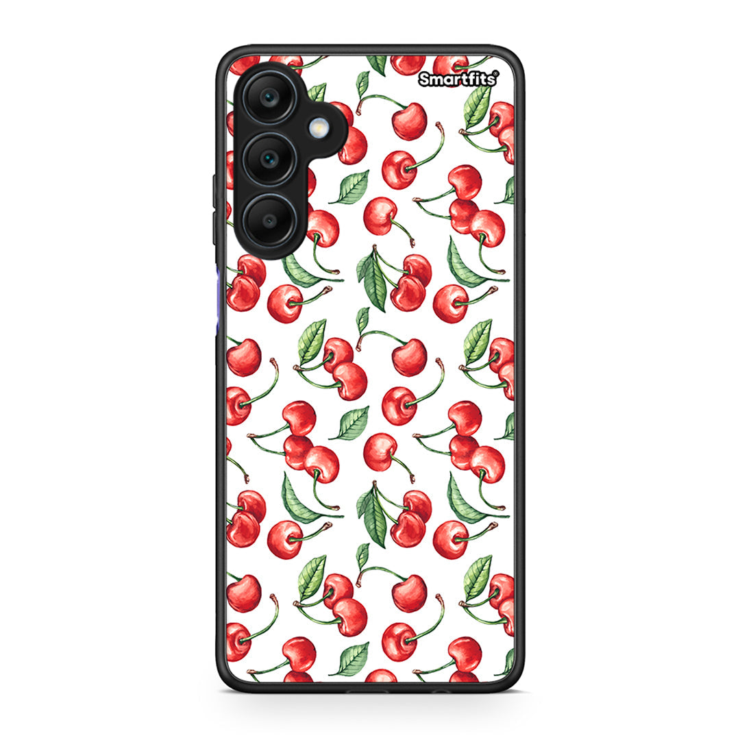 Samsung Galaxy A25 5G Cherry Summer θήκη από τη Smartfits με σχέδιο στο πίσω μέρος και μαύρο περίβλημα | Smartphone case with colorful back and black bezels by Smartfits
