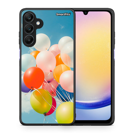 Θήκη Samsung Galaxy A25 5G Colorful Balloons από τη Smartfits με σχέδιο στο πίσω μέρος και μαύρο περίβλημα | Samsung Galaxy A25 5G Colorful Balloons case with colorful back and black bezels