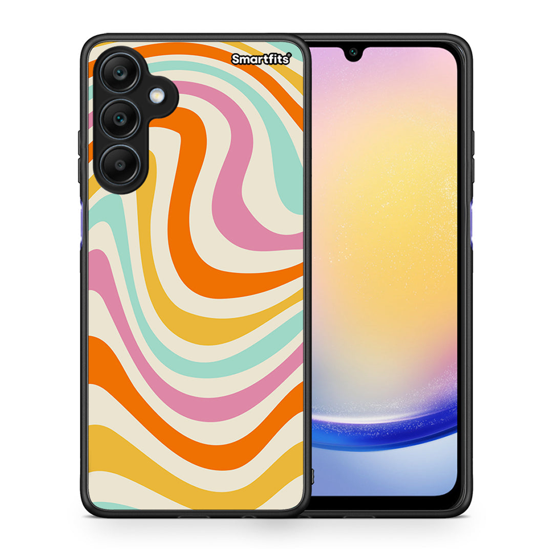 Θήκη Samsung Galaxy A25 5G Colourful Waves από τη Smartfits με σχέδιο στο πίσω μέρος και μαύρο περίβλημα | Samsung Galaxy A25 5G Colourful Waves case with colorful back and black bezels